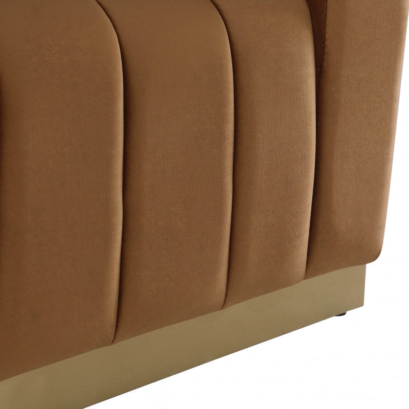 Marlon Velvet Upholstered Chair in Saddle - 603Saddle-C