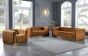 Marlon Velvet Upholstered Chair in Saddle - 603Saddle-C