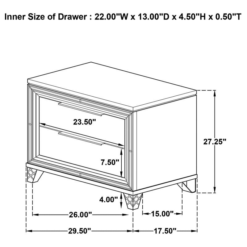 Marmore 2-drawer Nightstand Bedside Table White - 224962