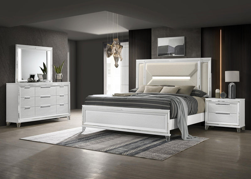 Marmore 4-piece Eastern King Bedroom Set White - 224961KE-S4
