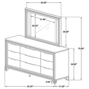Marmore 9-drawer Dresser and LED Mirror White - 224963M