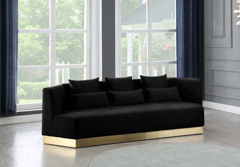 Marquis 93" Velvet Upholstered Sofa in Black - 600Black-S