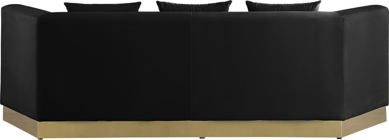 Marquis 93" Velvet Upholstered Sofa in Black - 600Black-S