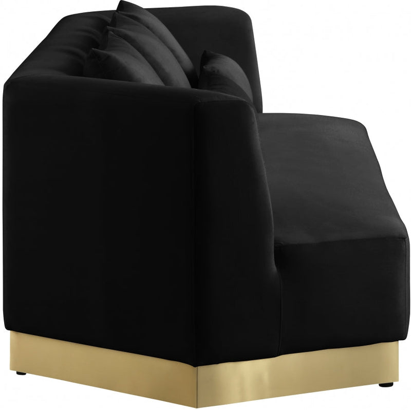 Marquis 93" Velvet Upholstered Sofa in Black - 600Black-S