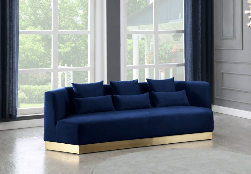 Marquis 93" Velvet Upholstered Sofa in Blue - 600Navy-S