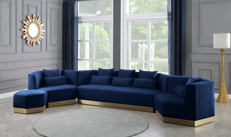 Marquis 93" Velvet Upholstered Sofa in Blue - 600Navy-S