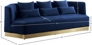 Marquis 93" Velvet Upholstered Sofa in Blue - 600Navy-S
