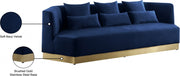 Marquis 93" Velvet Upholstered Sofa in Blue - 600Navy-S