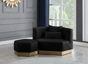 Marquis Velvet Upholstered Ottoman in Black - 600Black-Ott