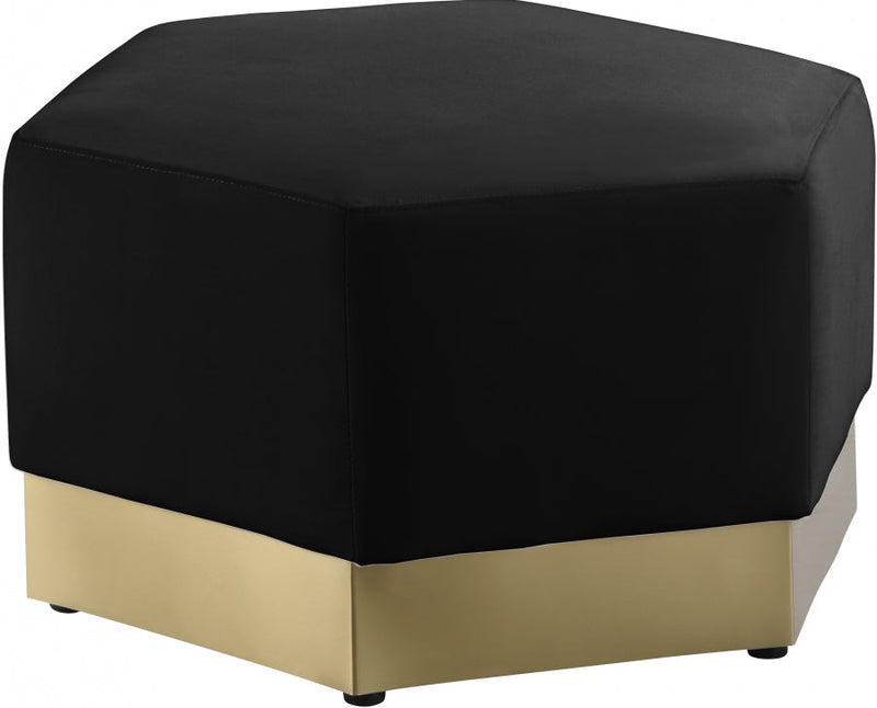 Marquis Velvet Upholstered Ottoman in Black - 600Black-Ott