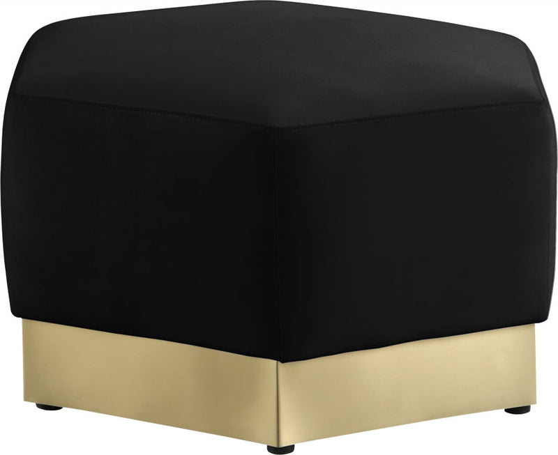Marquis Velvet Upholstered Ottoman in Black - 600Black-Ott
