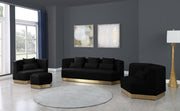 Marquis Velvet Upholstered Ottoman in Black - 600Black-Ott