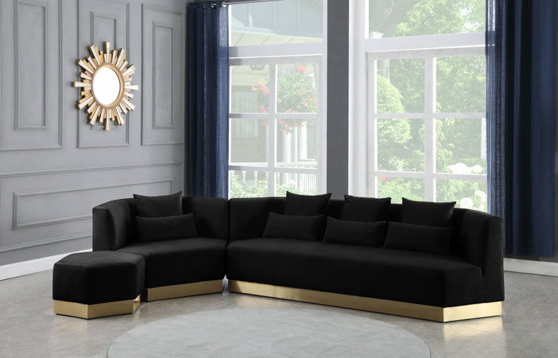 Marquis Velvet Upholstered Ottoman in Black - 600Black-Ott