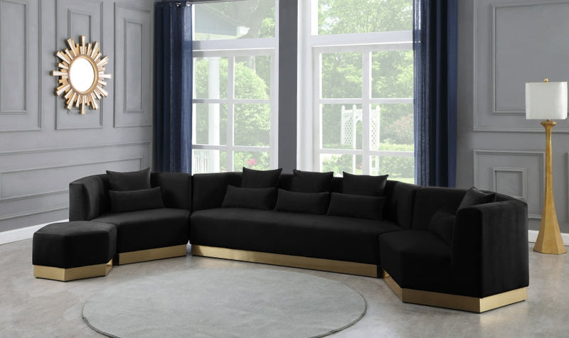 Marquis Velvet Upholstered Ottoman in Black - 600Black-Ott
