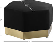 Marquis Velvet Upholstered Ottoman in Black - 600Black-Ott