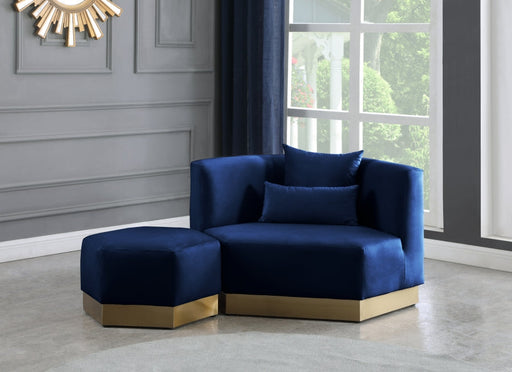 Marquis Velvet Upholstered Ottoman in Blue - 600Navy-Ott