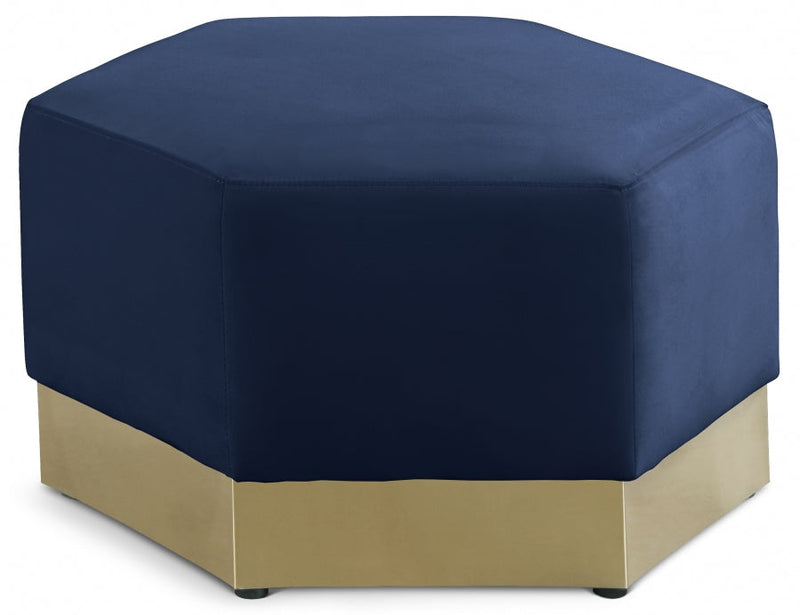 Marquis Velvet Upholstered Ottoman in Blue - 600Navy-Ott