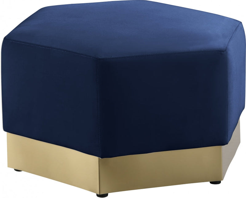 Marquis Velvet Upholstered Ottoman in Blue - 600Navy-Ott