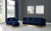 Marquis Velvet Upholstered Ottoman in Blue - 600Navy-Ott
