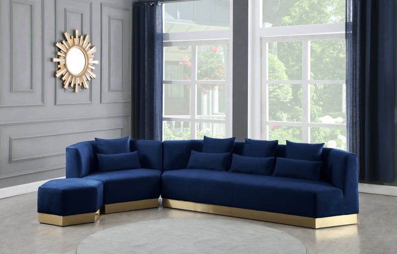 Marquis Velvet Upholstered Ottoman in Blue - 600Navy-Ott