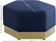 Marquis Velvet Upholstered Ottoman in Blue - 600Navy-Ott