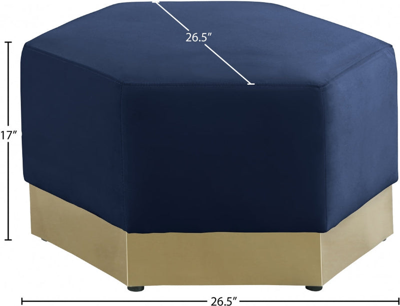 Marquis Velvet Upholstered Ottoman in Blue - 600Navy-Ott