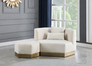 Marquis Velvet Upholstered Ottoman in Cream - 600Cream-Ott