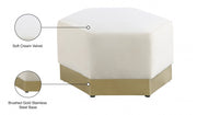 Marquis Velvet Upholstered Ottoman in Cream - 600Cream-Ott