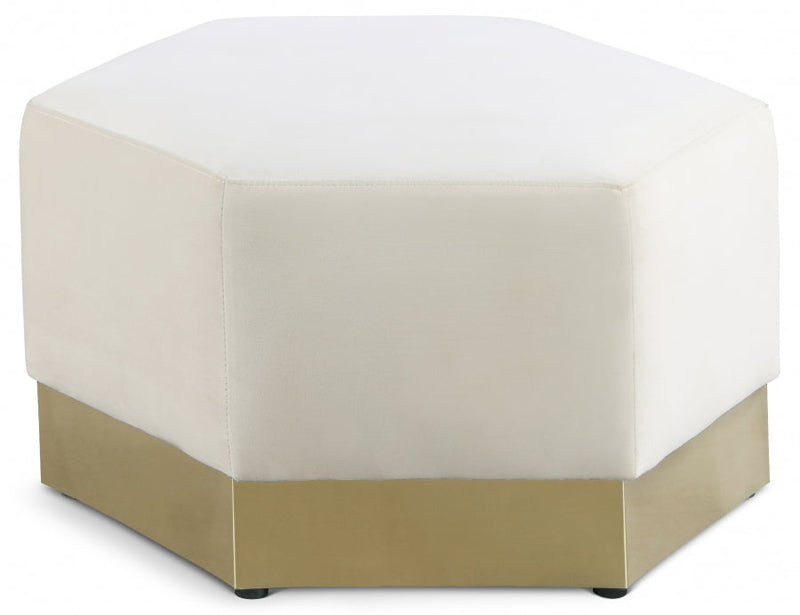 Marquis Velvet Upholstered Ottoman in Cream - 600Cream-Ott