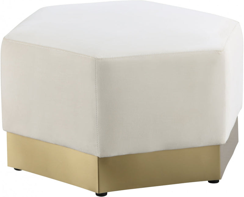 Marquis Velvet Upholstered Ottoman in Cream - 600Cream-Ott
