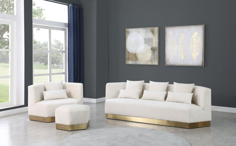 Marquis Velvet Upholstered Ottoman in Cream - 600Cream-Ott