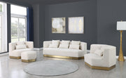 Marquis Velvet Upholstered Ottoman in Cream - 600Cream-Ott