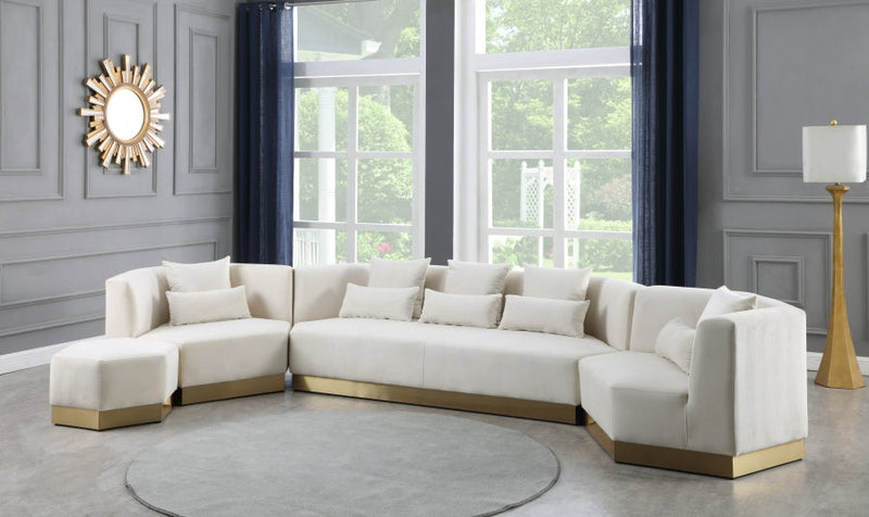 Marquis Velvet Upholstered Ottoman in Cream - 600Cream-Ott
