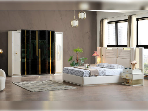 Marsel Bedroom (Queen Storage Bed With Headboard & Dresser With Mirror & 2 Nightstand With Back Part) - 120-MAR-SET