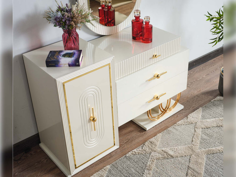 Marsel Bedroom (Queen Storage Bed With Headboard & Dresser With Mirror & 2 Nightstand With Back Part) - 120-MAR-SET