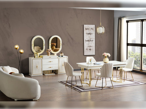 Marsel Diningroom (Consol With Mirror & Dining Table & 6 Dining Chair) - 115-MAR-SET