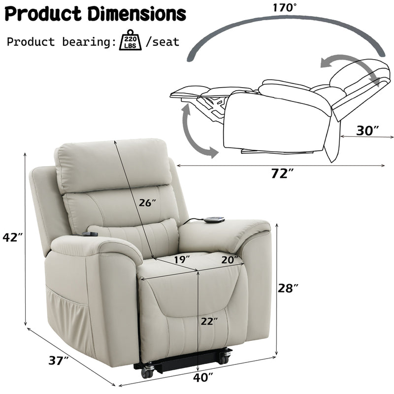 Marsha Power Recliner w/Lift & Massage - LV04273