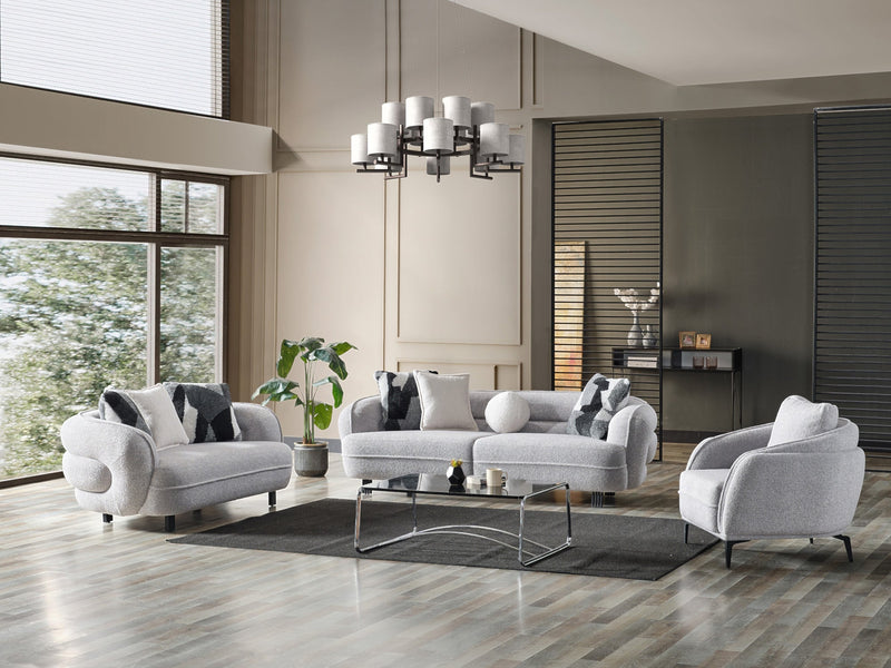Marsilya 4-pieces (2 Sofa & 2 Chair) Livingroom Set Grey in Grey - 101-MAR-FER875-3311