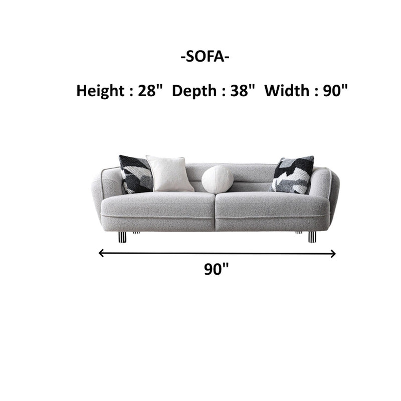 Marsilya 4-pieces (2 Sofa & 2 Chair) Livingroom Set Grey in Grey - 101-MAR-FER875-3311