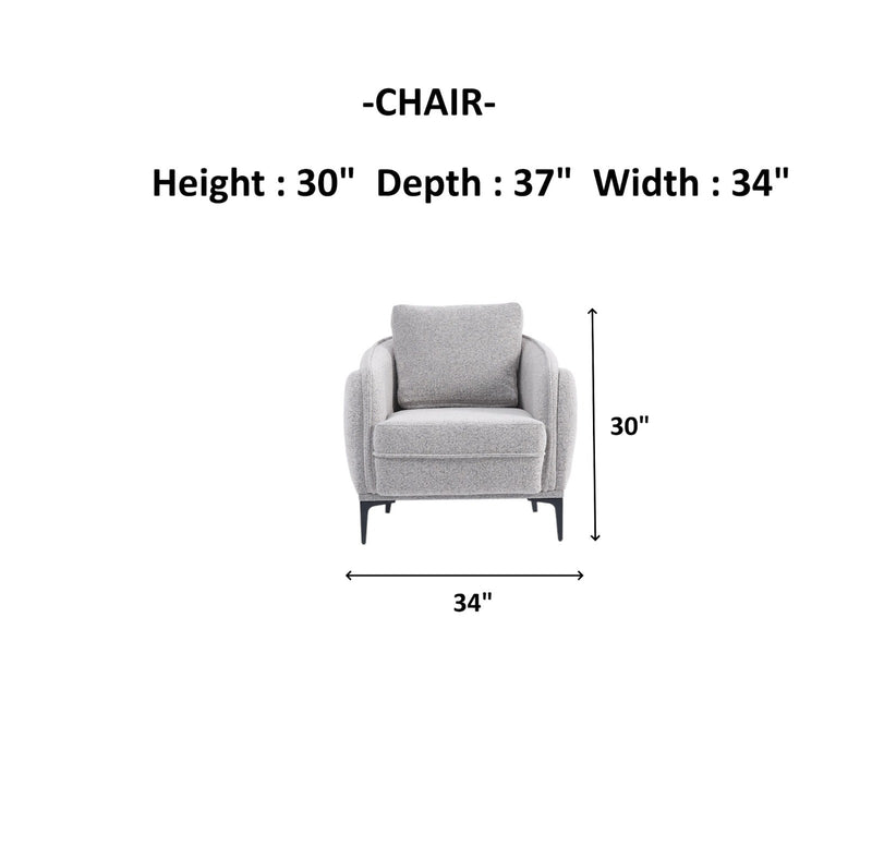 Marsilya 4-pieces (2 Sofa & 2 Chair) Livingroom Set Grey in Grey - 101-MAR-FER875-3311