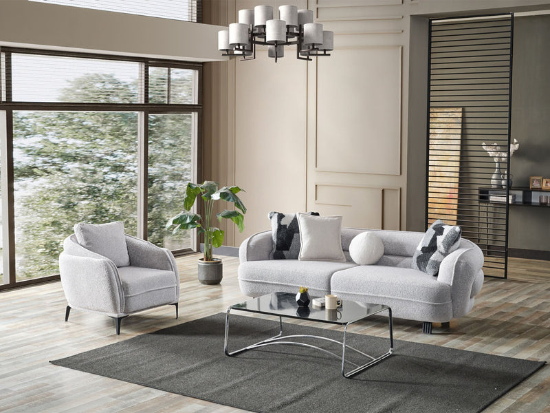 Marsilya 4-pieces (2 Sofa & 2 Chair) Livingroom Set Grey in Grey - 101-MAR-FER875-3311