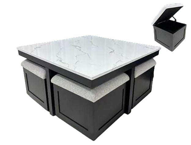 Marta Cof Tbl W/4 Storage Ottomans - 4131SET