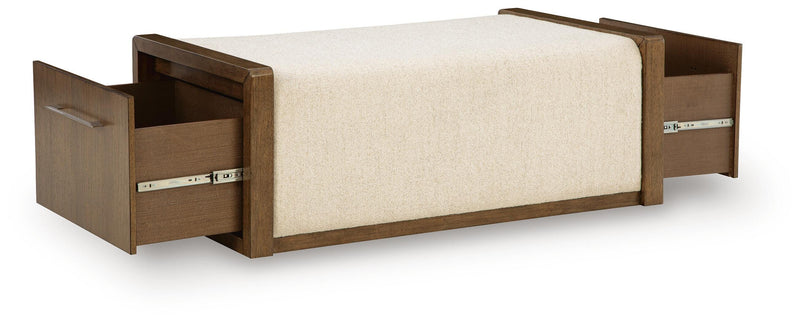 Marxmore Brown Upholstered Ottoman with Storage - T983-20