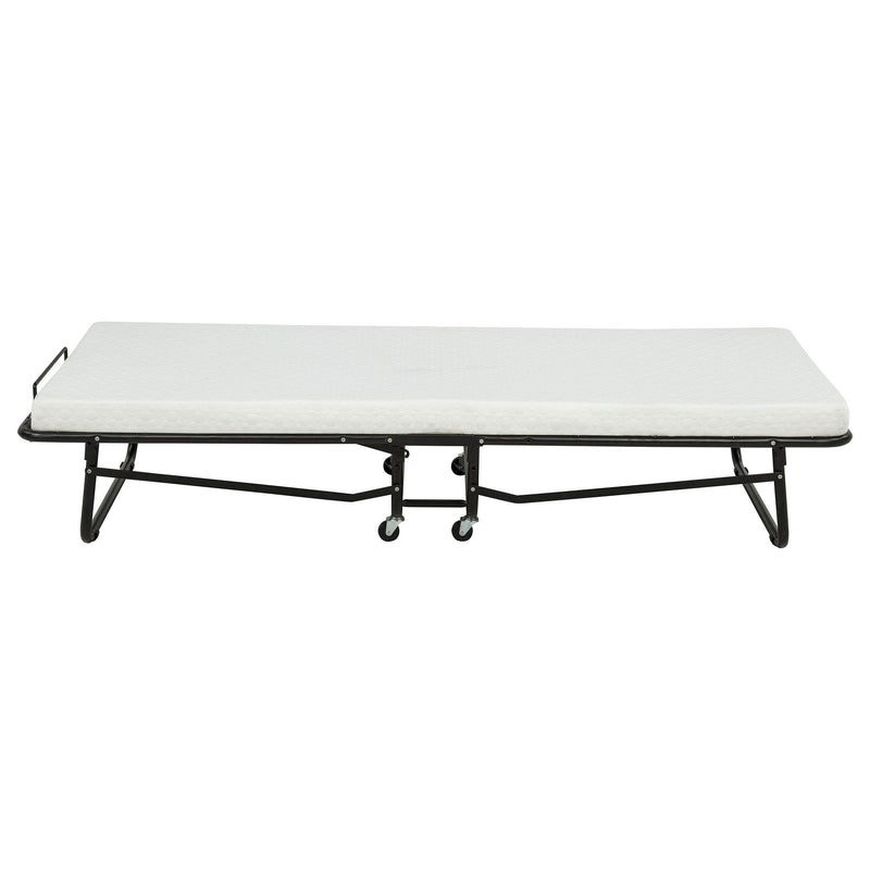 Massey Twin Folding Bed Frame with Memory Foam Mattress Black - 305686T