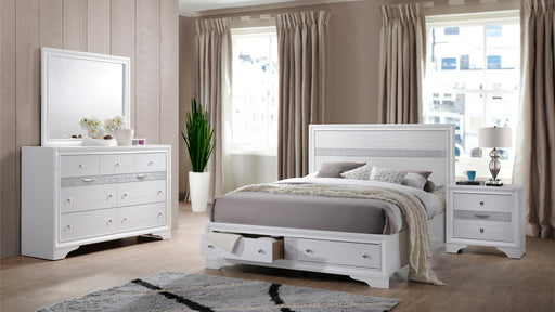 Matrix Full 4 Pc Bedroom Set in White - Matrix Full 4 Pc Bedroom Set in White