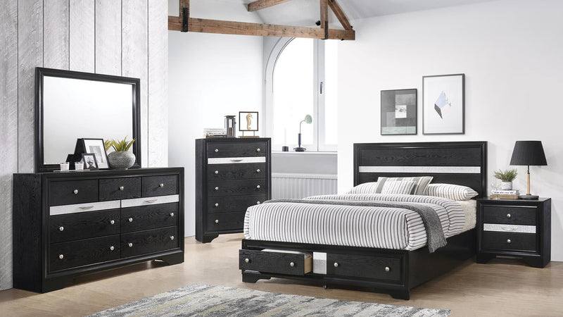 Matrix King 5 Pc Bedroom Set in Black - Matrix King 5 Pc Bedroom Set in Black