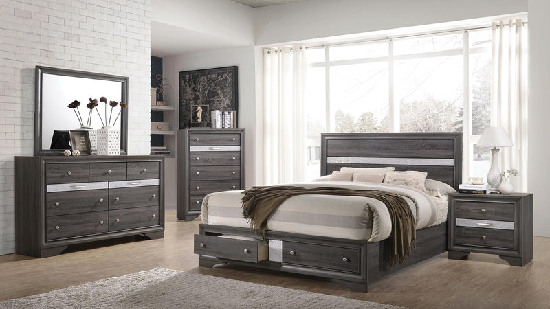 Matrix Queen 5 Pc Bedroom Set in Gray - Matrix Queen 5 Pc Bedroom Set in Gray