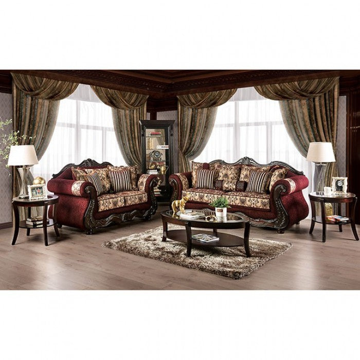 Matteo Burgundy/Brown Sofa - SM6433-SF