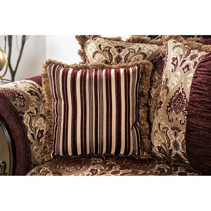 Matteo Burgundy/Brown Sofa - SM6433-SF