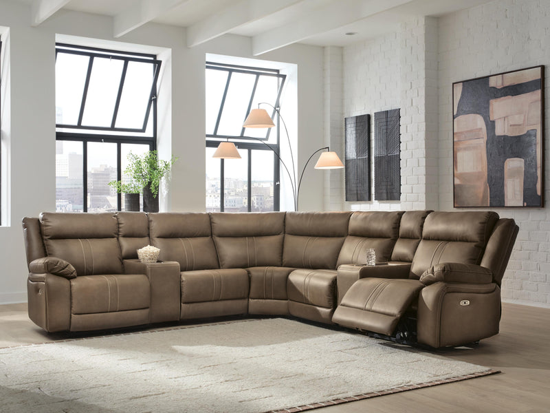 Max-Momentum Biscotti 7-Piece Power Reclining Sectional with Audio Consoles - PC82305S7